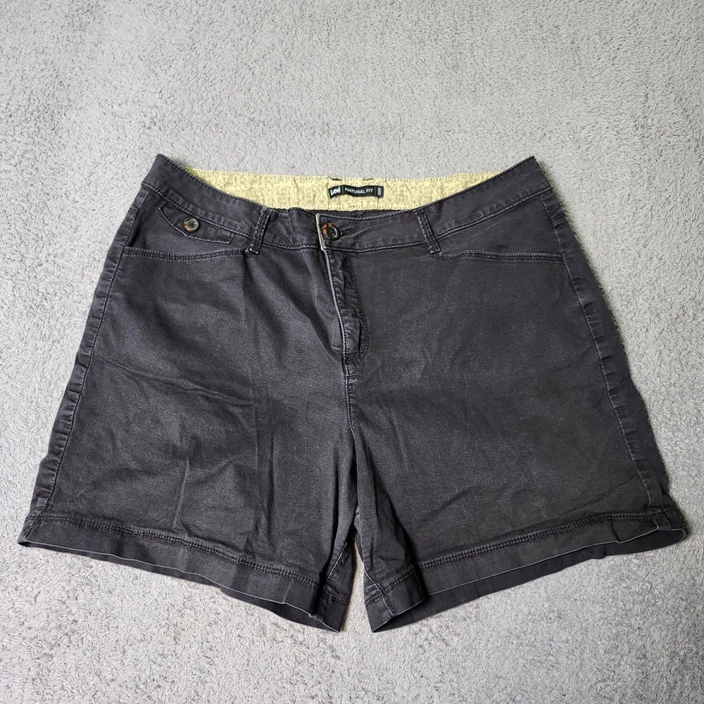Lee Womens 16 Medium Shorts Charcoal Gray Natural Fit Stretch Cotton Casual